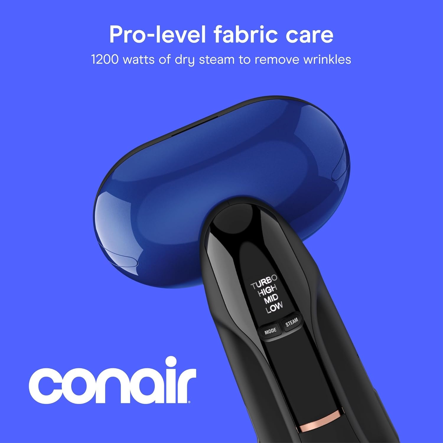 image:imageConair 2in1 Handheld Steamer and Iron for Clothes Turbo ExtremeSteam 1875W Garment Steamer and Clothing IronBlack Blue Versatile vertical or horizontal steam iron with smart sensor and 4 steam levels Blue Model GS108One Size