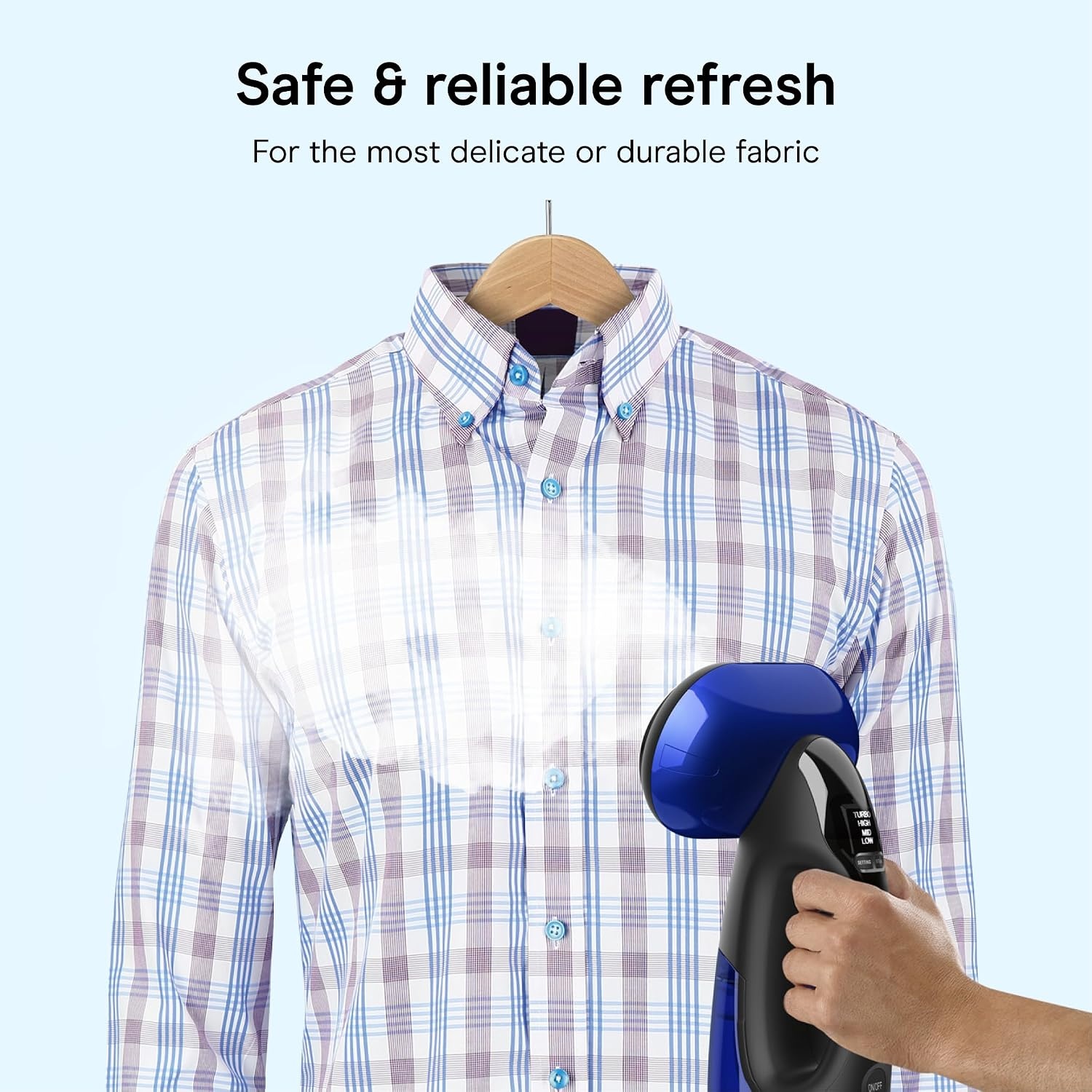 image:imageConair 2in1 Handheld Steamer and Iron for Clothes Turbo ExtremeSteam 1875W Garment Steamer and Clothing IronBlack Blue Versatile vertical or horizontal steam iron with smart sensor and 4 steam levels Blue Model GS108One Size