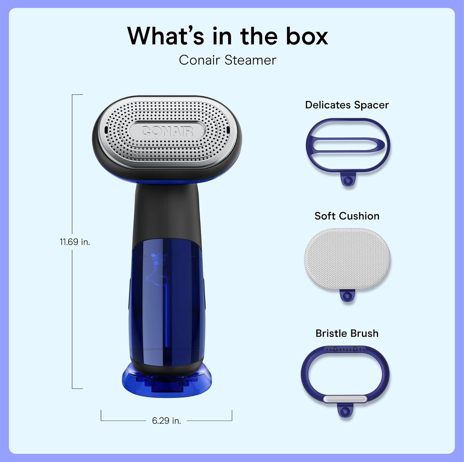 image:imageConair 2in1 Handheld Steamer and Iron for Clothes Turbo ExtremeSteam 1875W Garment Steamer and Clothing IronBlack Blue Versatile vertical or horizontal steam iron with smart sensor and 4 steam levels Blue Model GS108One Size