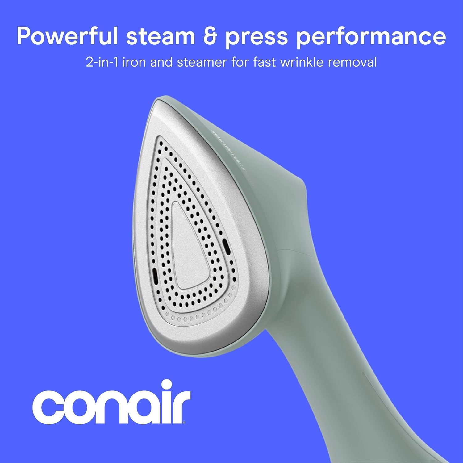 image:imageConair 2in1 Iron Garment Steamer 1700W Turbocharged Steam for All Fabric Types Steam and Press Green GSI200TG