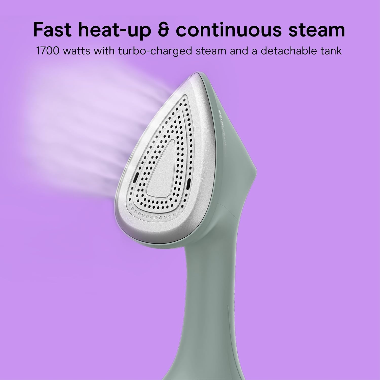 image:imageConair 2in1 Iron Garment Steamer 1700W Turbocharged Steam for All Fabric Types Steam and Press Green GSI200TG