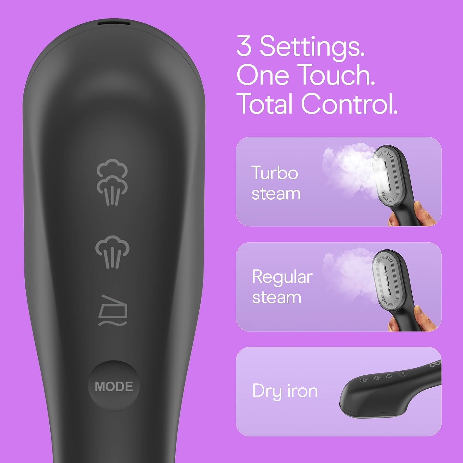 image:imageConair 2in1 Steam amp Iron Garment Wand with 25 Second Heatup Handheld Steamer with Ceramic Soleplate and 12 Minutes Steam Time Portable Travel Clothes Steamer for Wrinkles Black GS47BL