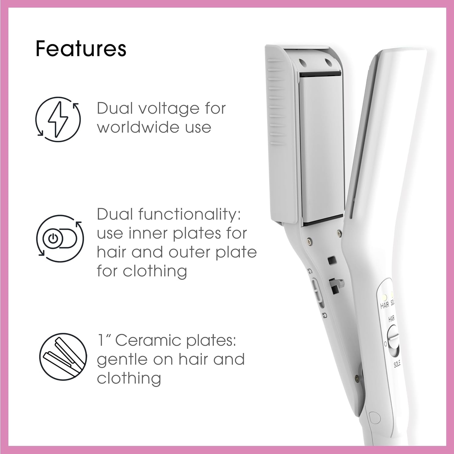 image:imageConair 2in1 Travel and Flat Mini Iron for Clothes Hair Straightener2in1 ClothingHair Iron