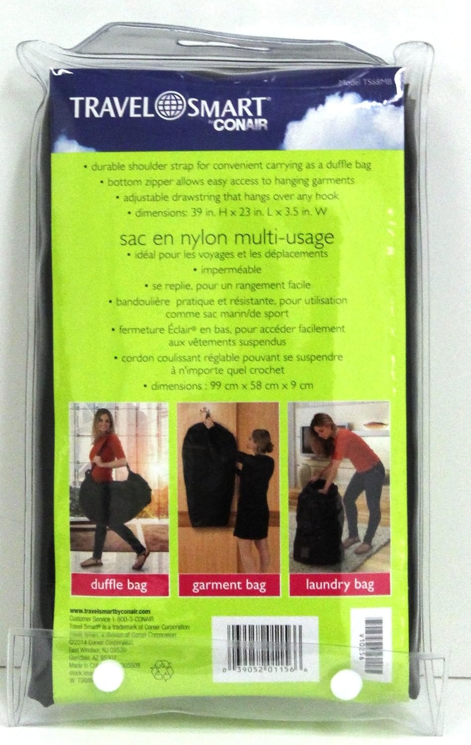 image:imageConair 3in1 Multipurpose Travel Bag Duffle bag Garment bag Laundry bag by Travel Smart