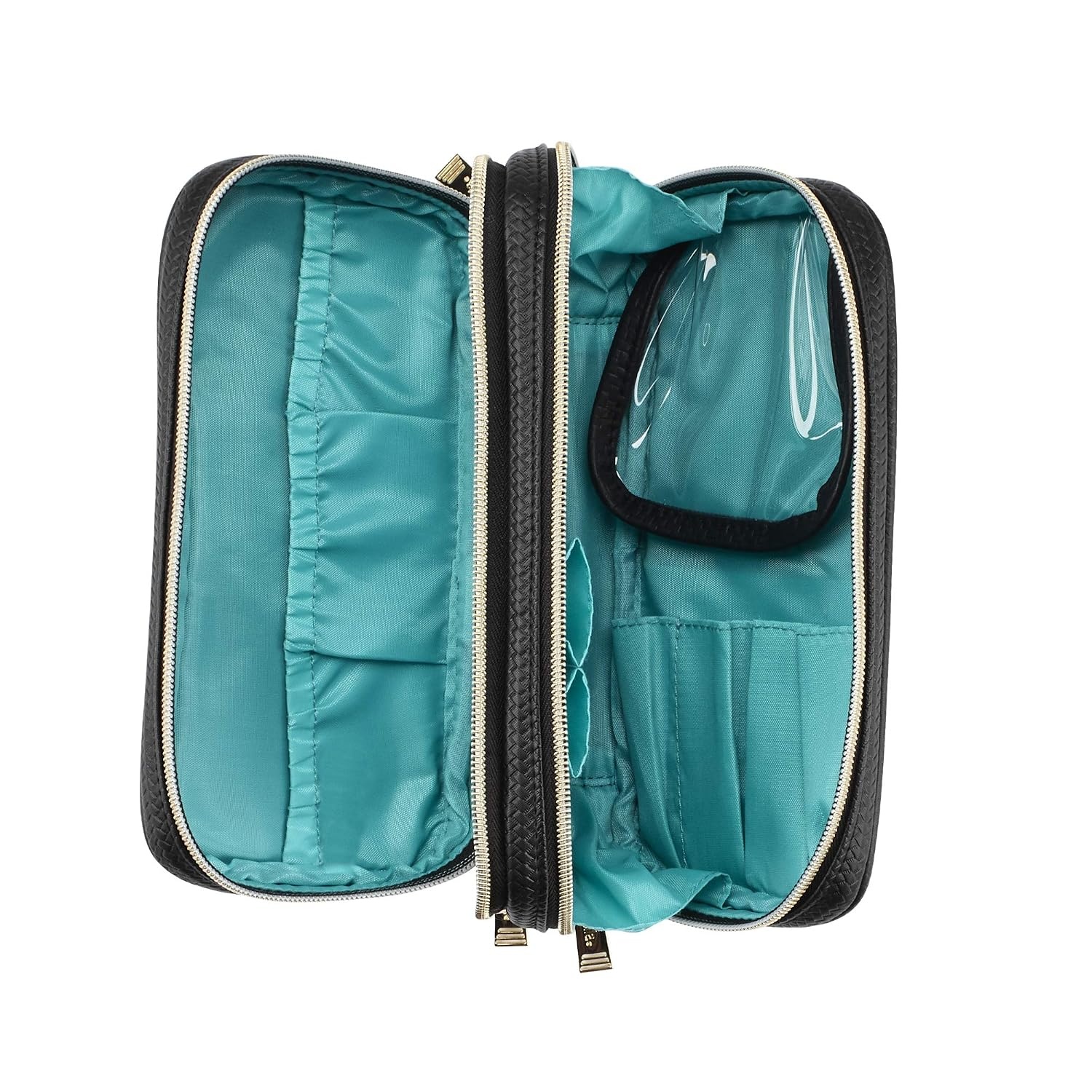 image:imageConair 5 Piece Toiletry and Cosmetic Bag Set Under 30 Includes 1 Large Weekender Bag and 4 Organizer Bags in Blue Swirl Prints Pack of 2Black