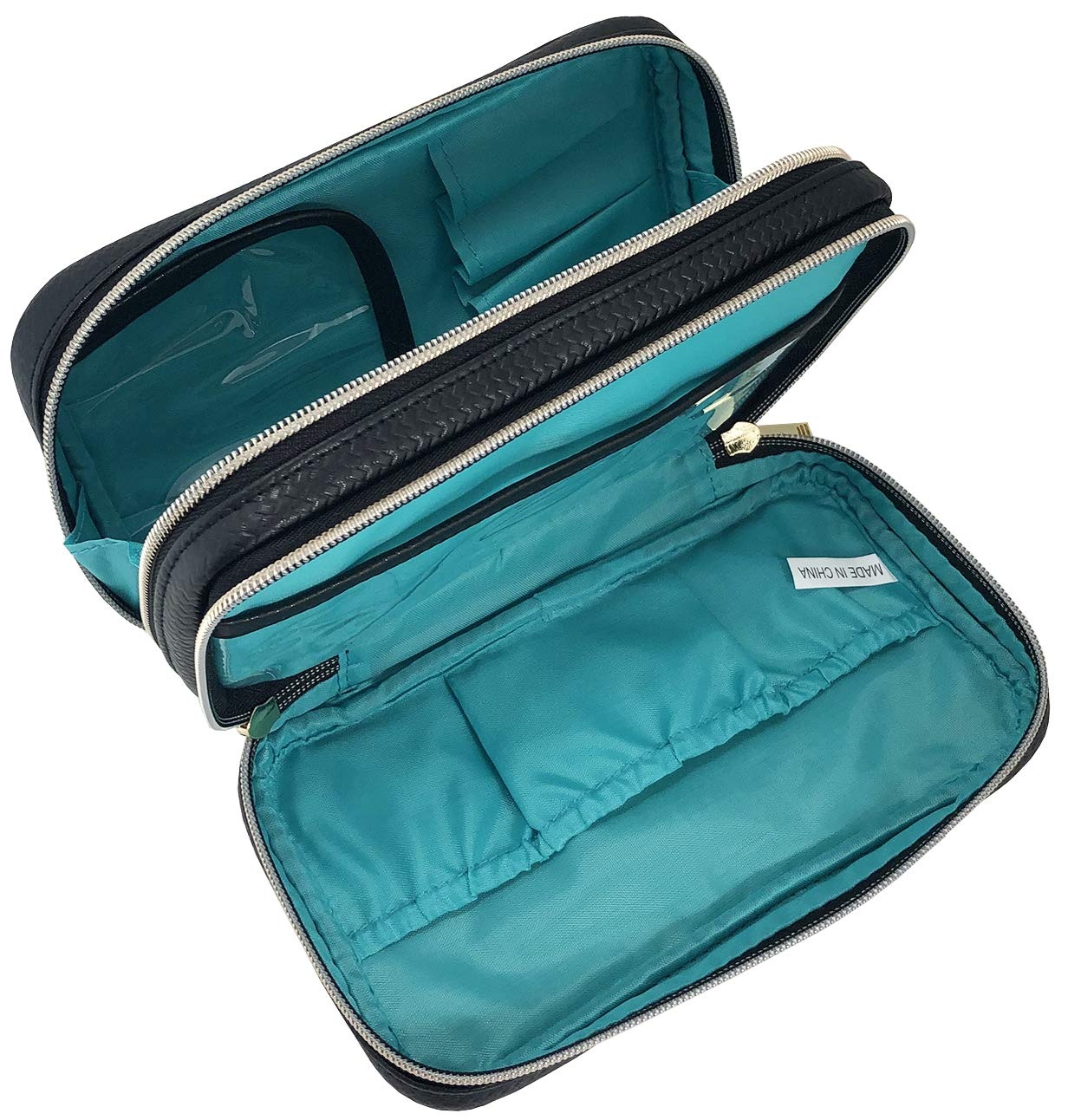 image:imageConair 5 Piece Toiletry and Cosmetic Bag Set Under 30 Includes 1 Large Weekender Bag and 4 Organizer Bags in Blue Swirl Prints Pack of 2Black