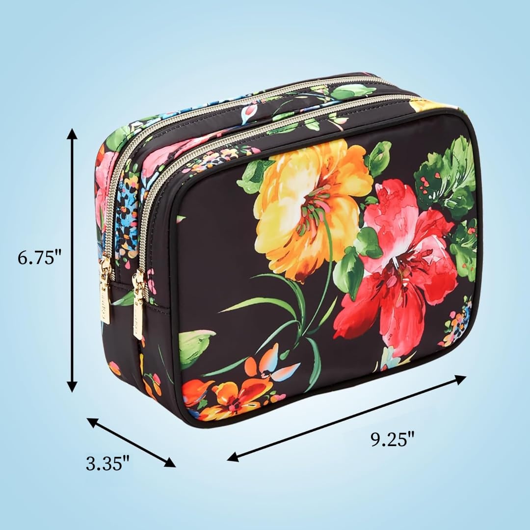 image:imageConair 5 Piece Toiletry and Cosmetic Bag Set Under 30 Includes 1 Large Weekender Bag and 4 Organizer Bags in Blue Swirl Prints Pack of 2Black Floral