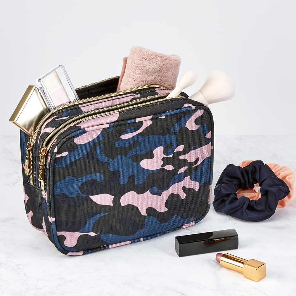 image:imageConair 5 Piece Toiletry and Cosmetic Bag Set Under 30 Includes 1 Large Weekender Bag and 4 Organizer Bags in Blue Swirl Prints Pack of 2Blue Pink Black Camo