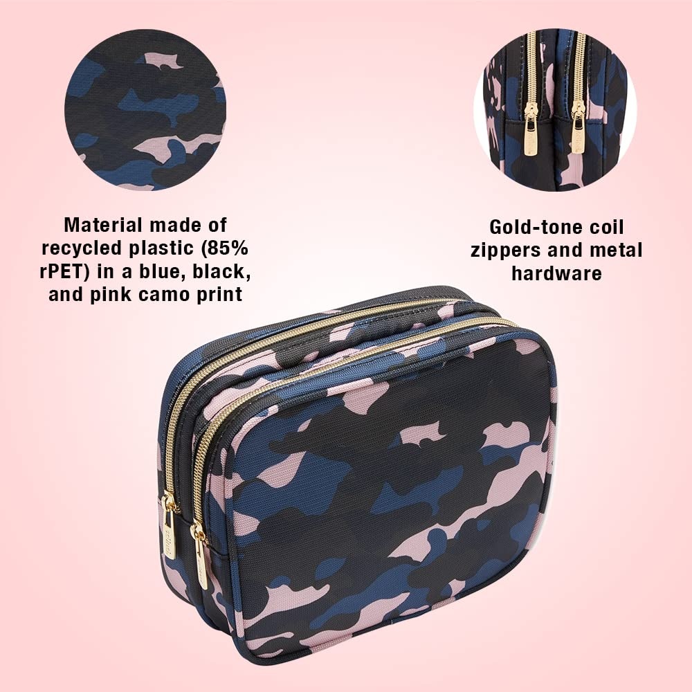 image:imageConair 5 Piece Toiletry and Cosmetic Bag Set Under 30 Includes 1 Large Weekender Bag and 4 Organizer Bags in Blue Swirl Prints Pack of 2Blue Pink Black Camo
