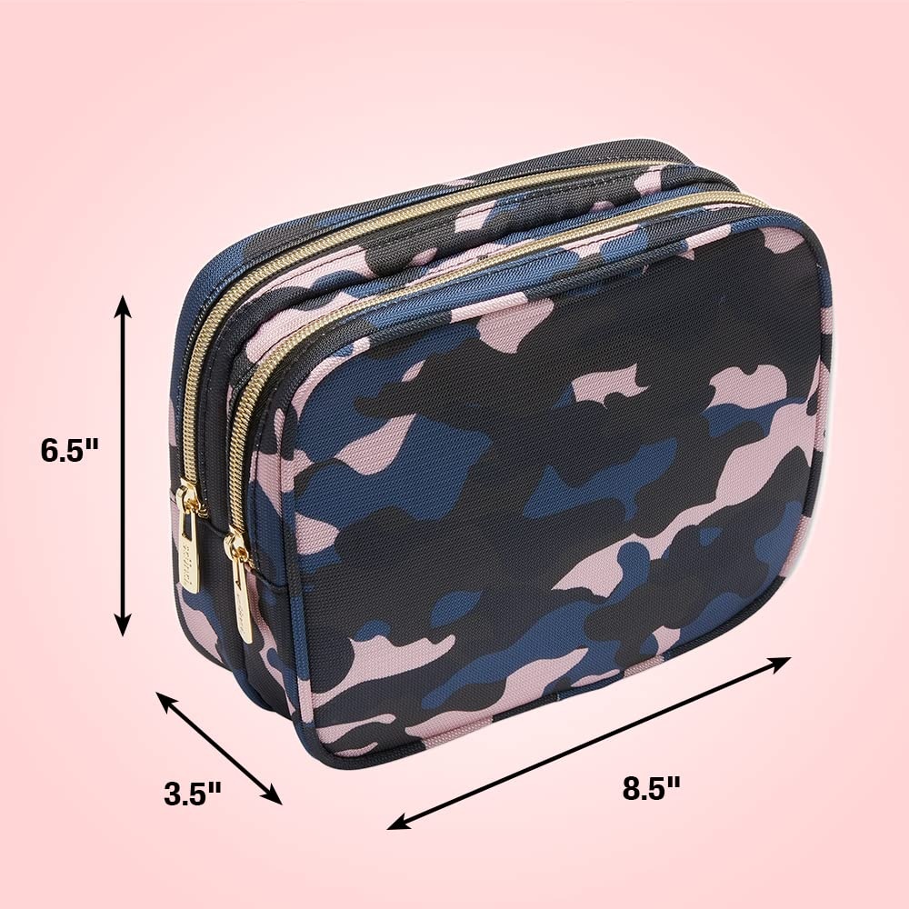 image:imageConair 5 Piece Toiletry and Cosmetic Bag Set Under 30 Includes 1 Large Weekender Bag and 4 Organizer Bags in Blue Swirl Prints Pack of 2Blue Pink Black Camo