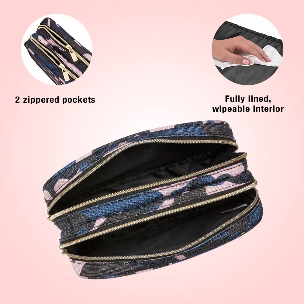 image:imageConair 5 Piece Toiletry and Cosmetic Bag Set Under 30 Includes 1 Large Weekender Bag and 4 Organizer Bags in Blue Swirl Prints Pack of 2Blue Pink Black Camo