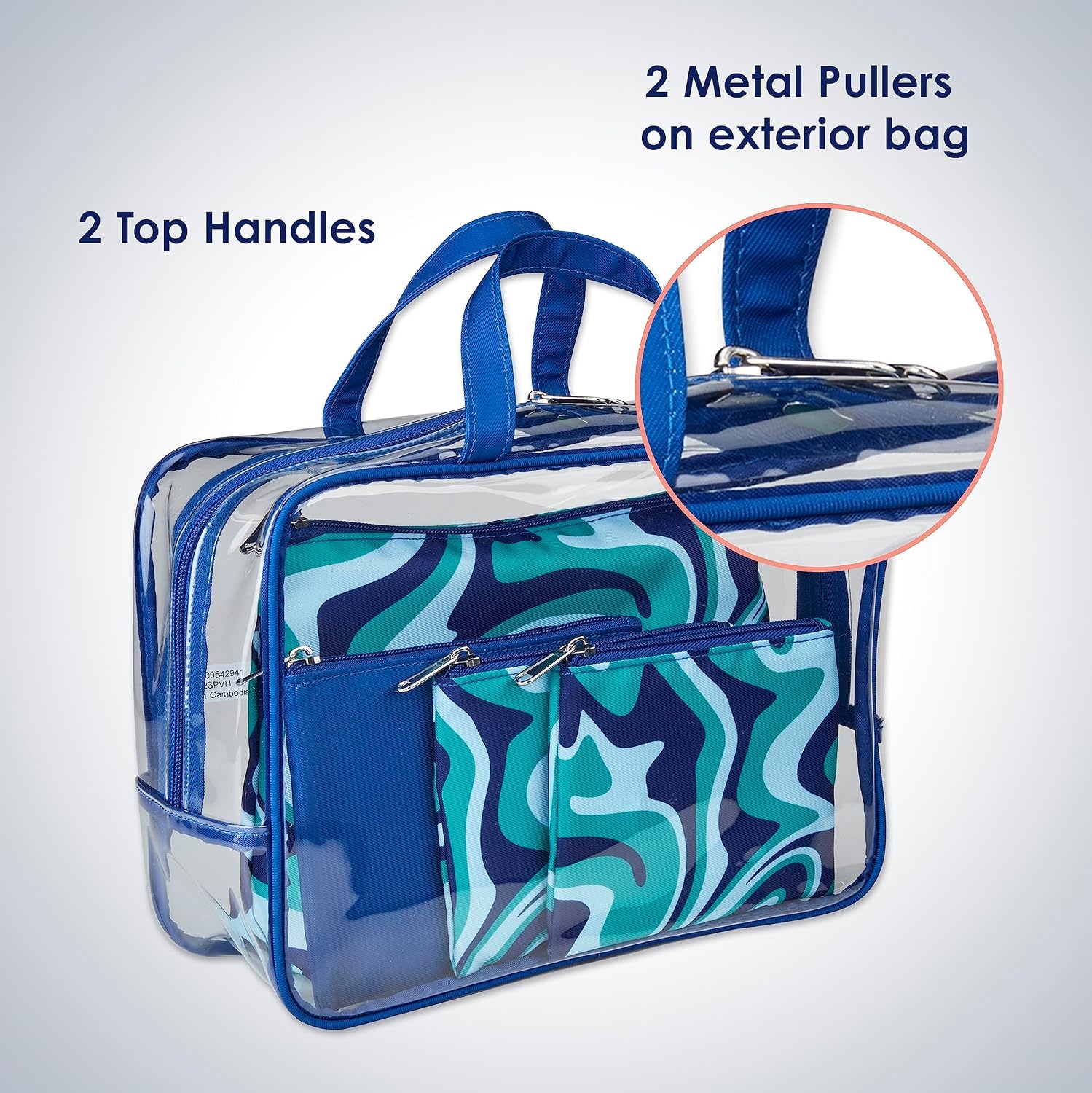 image:imageConair 5 Piece Toiletry and Cosmetic Bag Set Under 30 Includes 1 Large Weekender Bag and 4 Organizer Bags in Blue Swirl Prints Pack of 2Blue Swirl