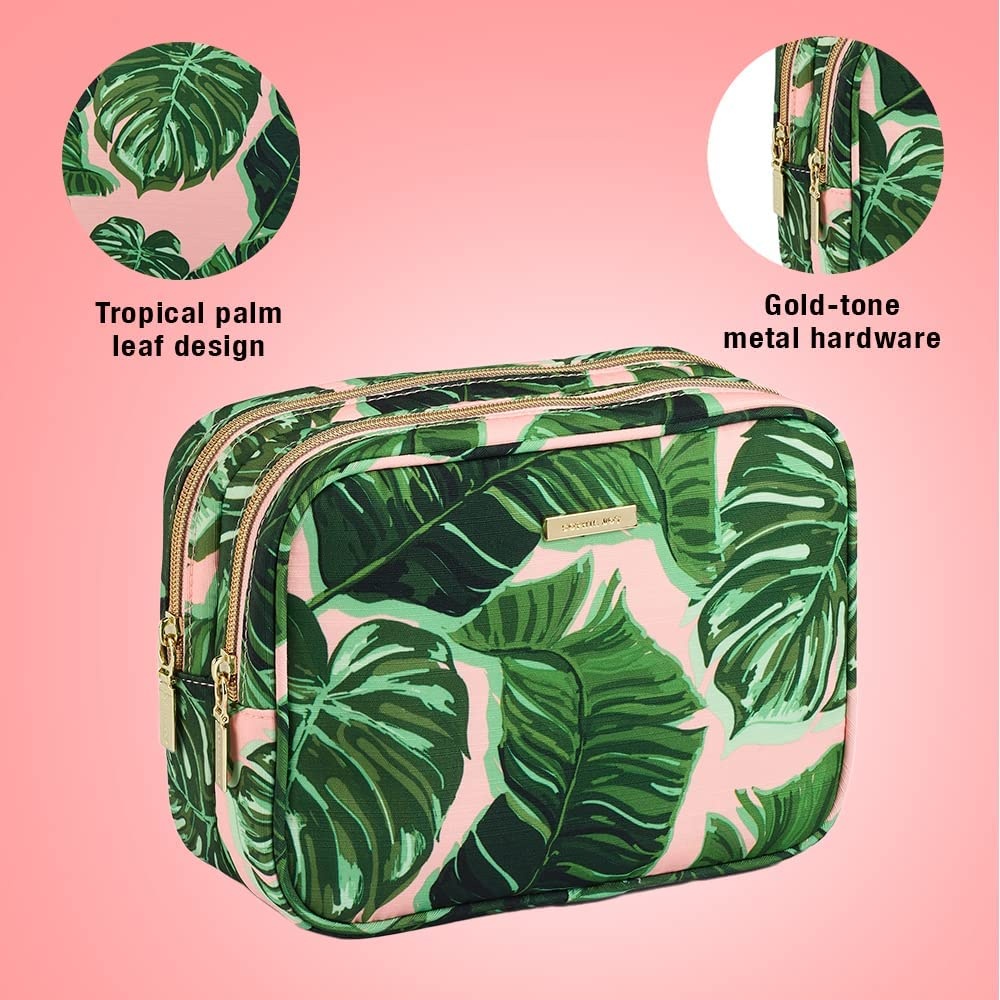 image:imageConair 5 Piece Toiletry and Cosmetic Bag Set Under 30 Includes 1 Large Weekender Bag and 4 Organizer Bags in Blue Swirl Prints Pack of 2Pink Palm
