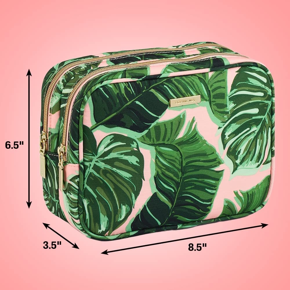 image:imageConair 5 Piece Toiletry and Cosmetic Bag Set Under 30 Includes 1 Large Weekender Bag and 4 Organizer Bags in Blue Swirl Prints Pack of 2Pink Palm