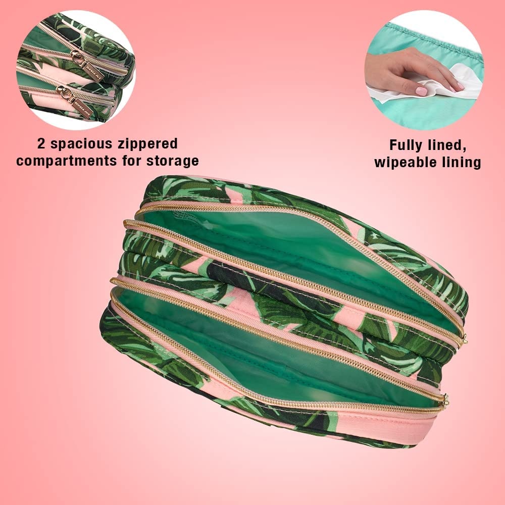image:imageConair 5 Piece Toiletry and Cosmetic Bag Set Under 30 Includes 1 Large Weekender Bag and 4 Organizer Bags in Blue Swirl Prints Pack of 2Pink Palm