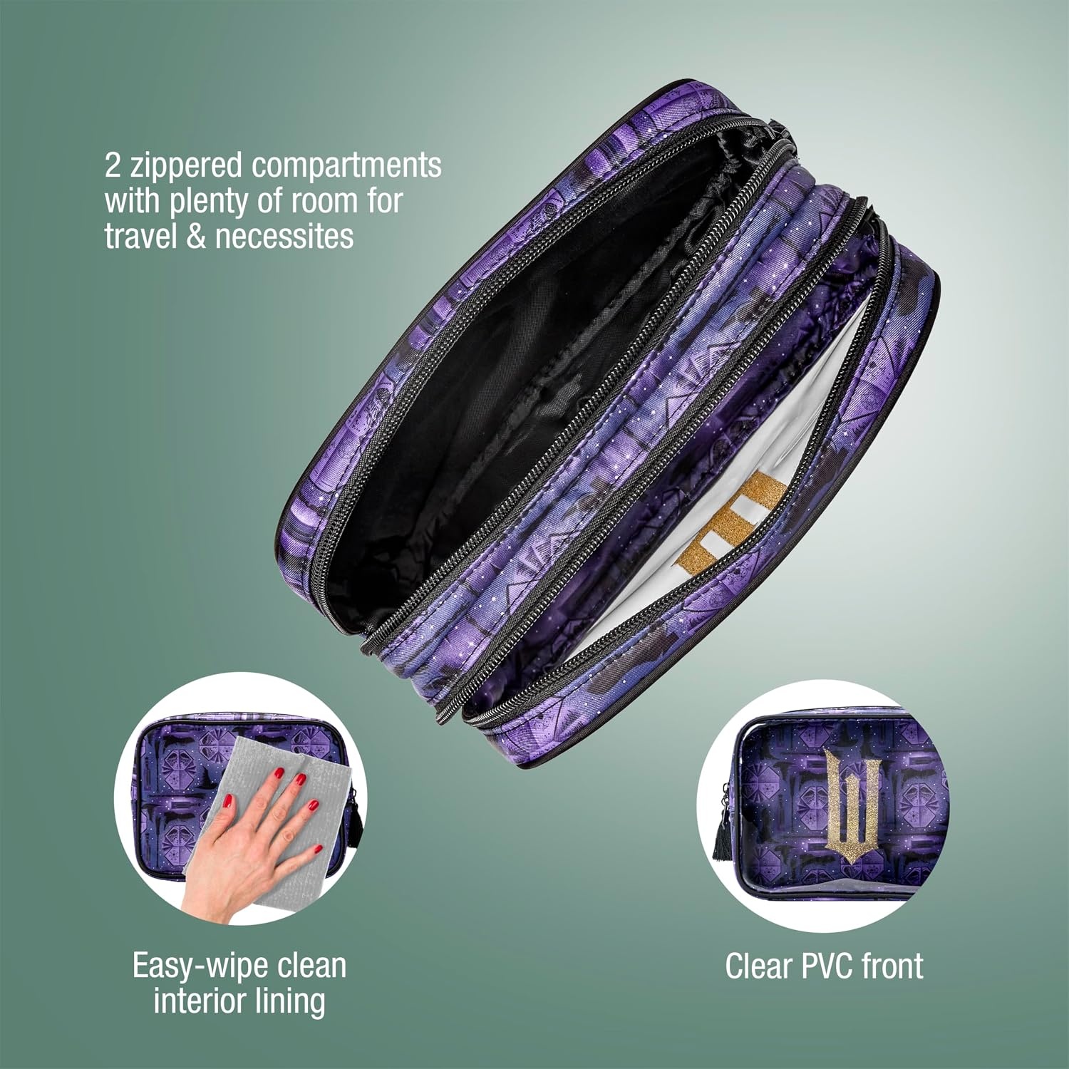 image:imageConair 5 Piece Toiletry and Cosmetic Bag Set Under 30 Includes 1 Large Weekender Bag and 4 Organizer Bags in Blue Swirl Prints Pack of 2Wicked Purple