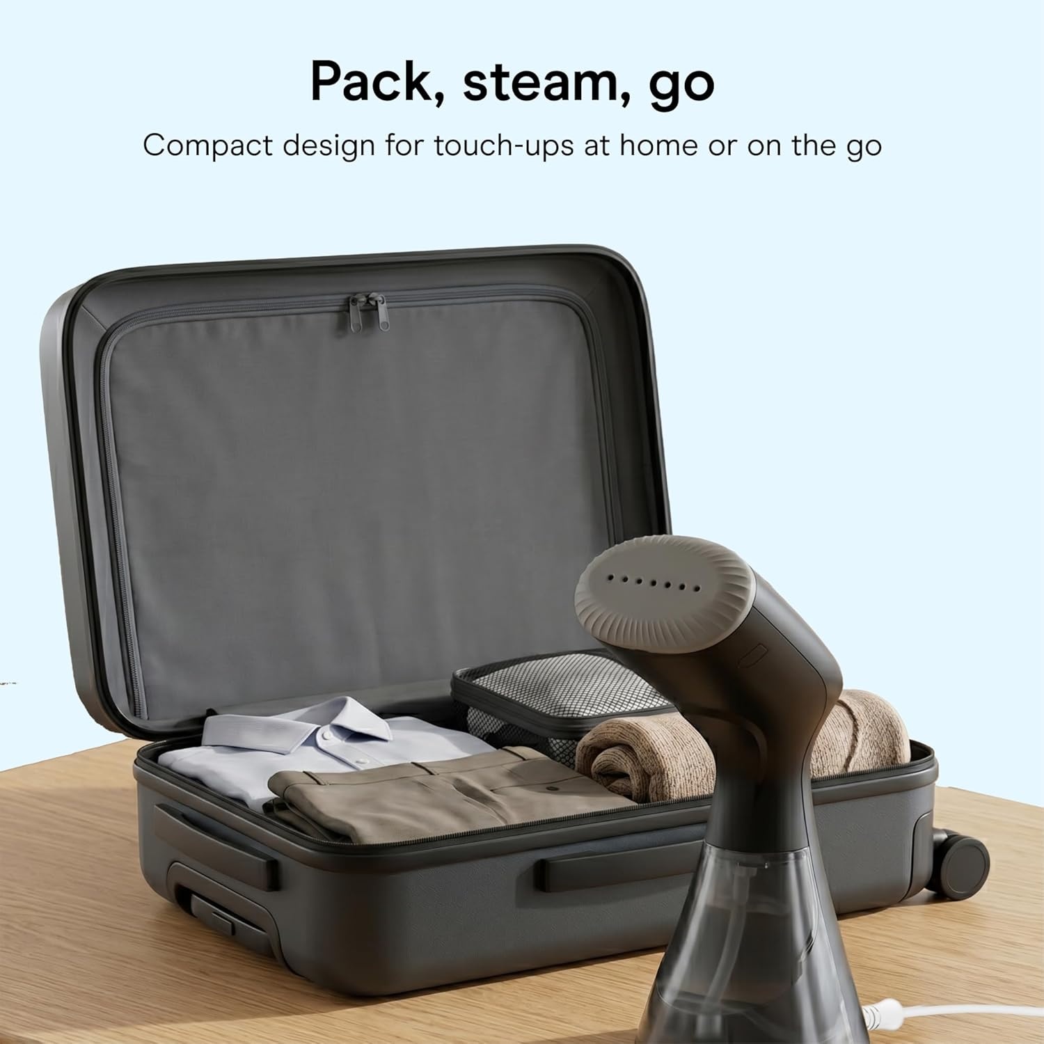 image:imageConair Compact Travel Handheld Garment Steamer Portable 1100W travelfriendly steamer with 30second heatup for all fabrics Black Model GS81