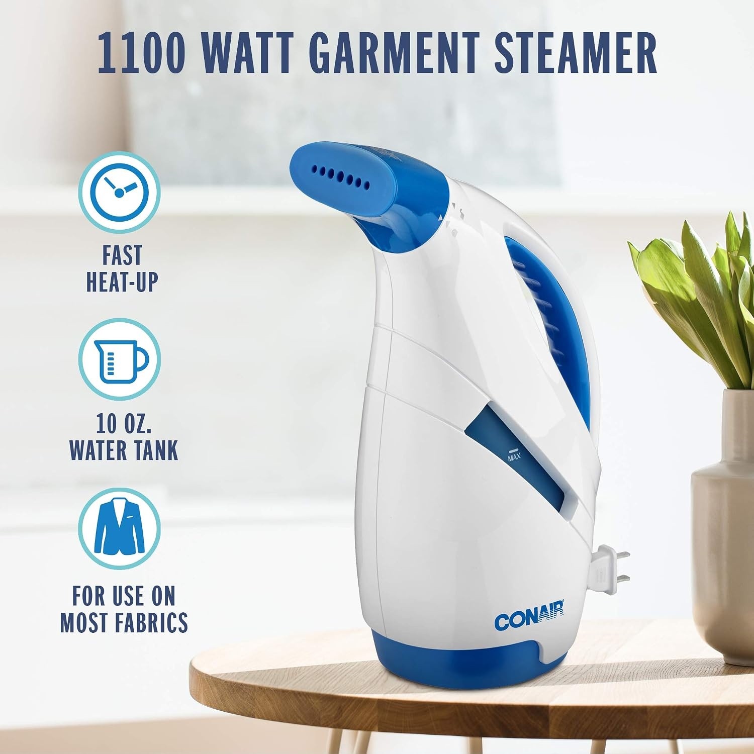 image:imageConair CompleteSteam 1100 Watt Handheld Fabric Steamer with CordReel White