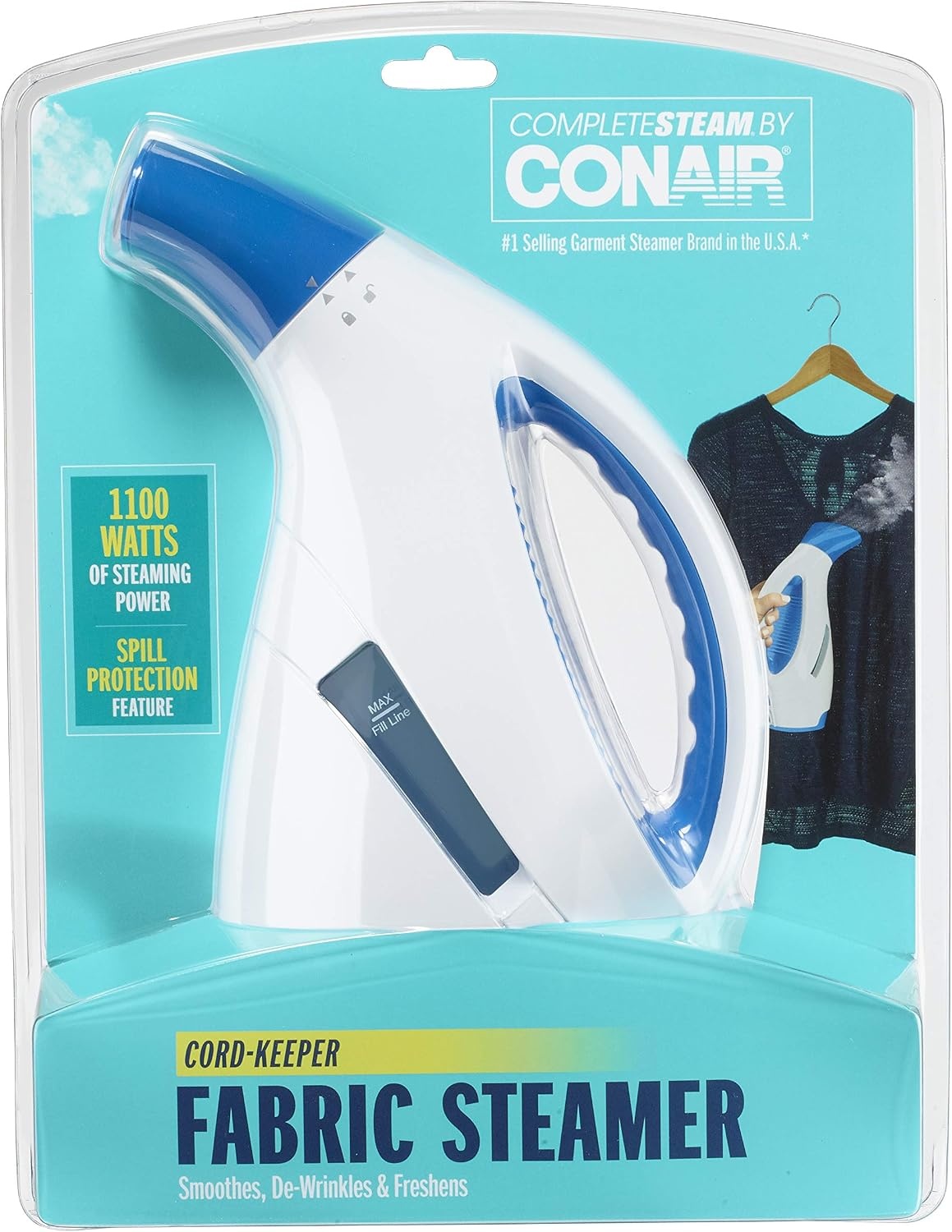 image:imageConair CompleteSteam 1100 Watt Handheld Fabric Steamer with CordReel White