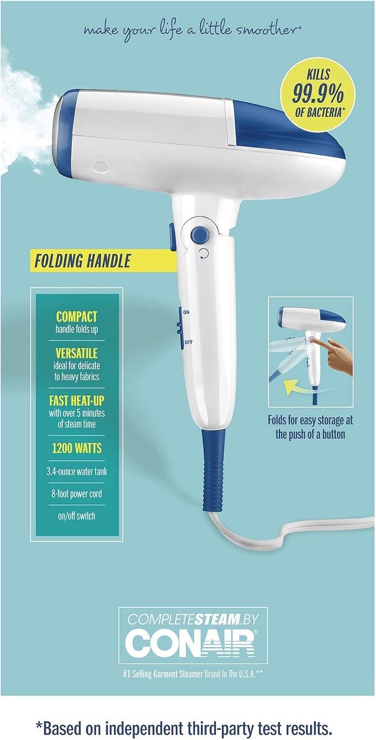 image:imageConair CompleteSteam Handheld Folding Handle Fabric Steamer