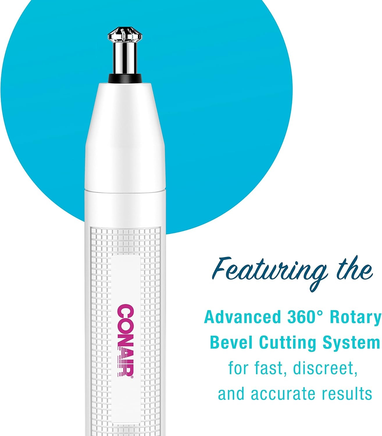 image:imageConair Ear and Nose Hair Trimmer for Women Cordless BatteryPowered Patent 360 Bevel Blade for No Pull No Snag Trimming Experience True Glow by ConairWhite Purple