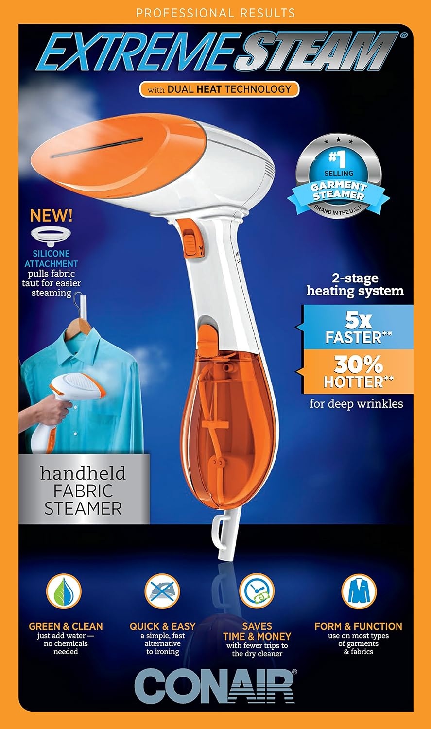 image:imageConair Extreme Steam Hand Held Fabric Steamer with Dual Heat PinkOrange