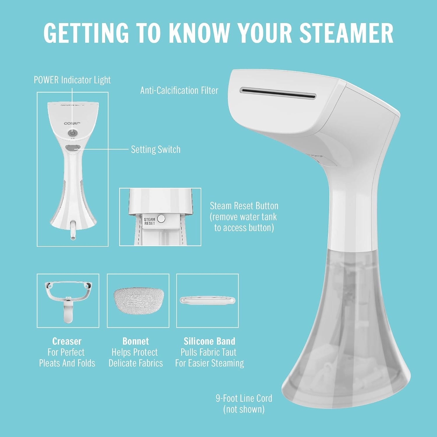 image:imageConair ExtremeSteam 1250 Watt Handheld Fabric Steamer with Advanced Heat Technology and AntiCalcification Filter White