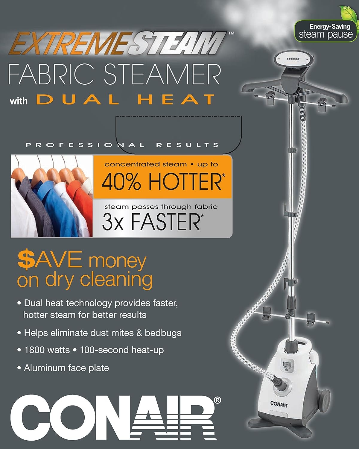 image:imageConair ExtremeSteam 1800 Watt Upright Fabric Steamer