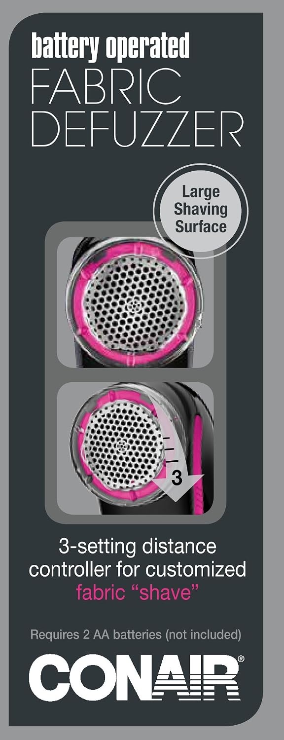 image:imageConair Fabric Defuzzer Shaver Battery Operated Black Lime GreenBlack Pink