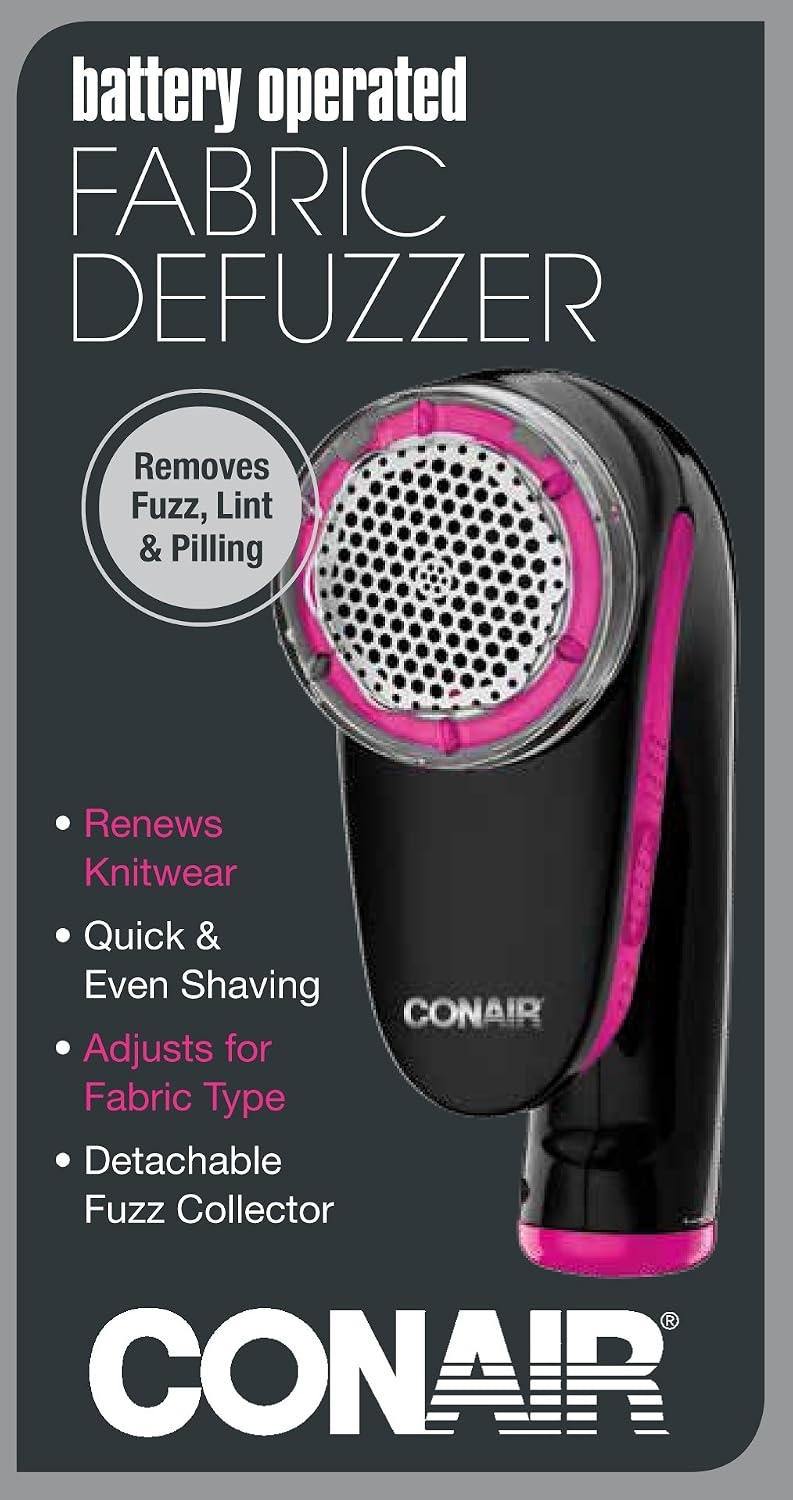image:imageConair Fabric Defuzzer Shaver Battery Operated Black Lime GreenBlack Pink