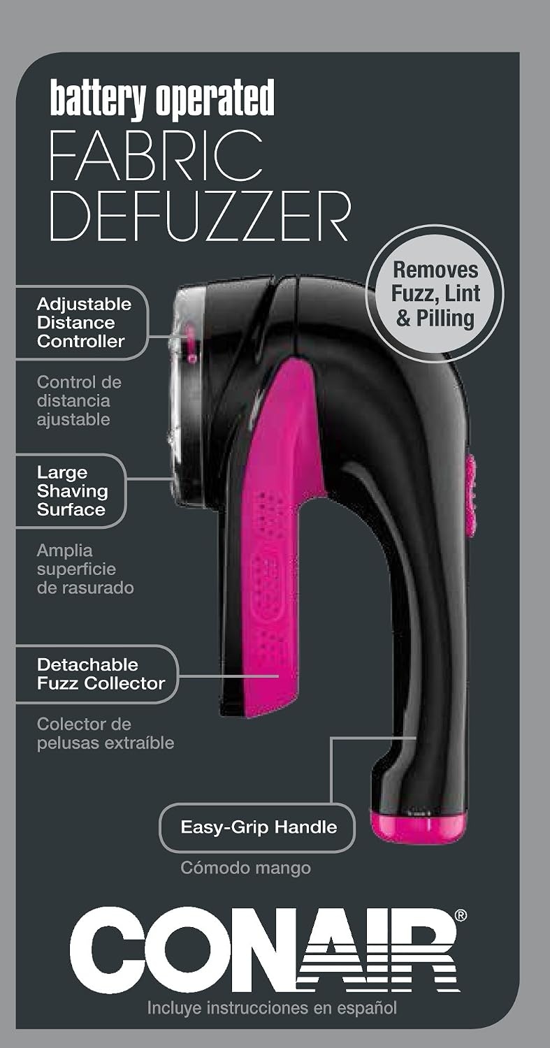 image:imageConair Fabric Defuzzer Shaver Battery Operated Black Lime GreenBlack Pink