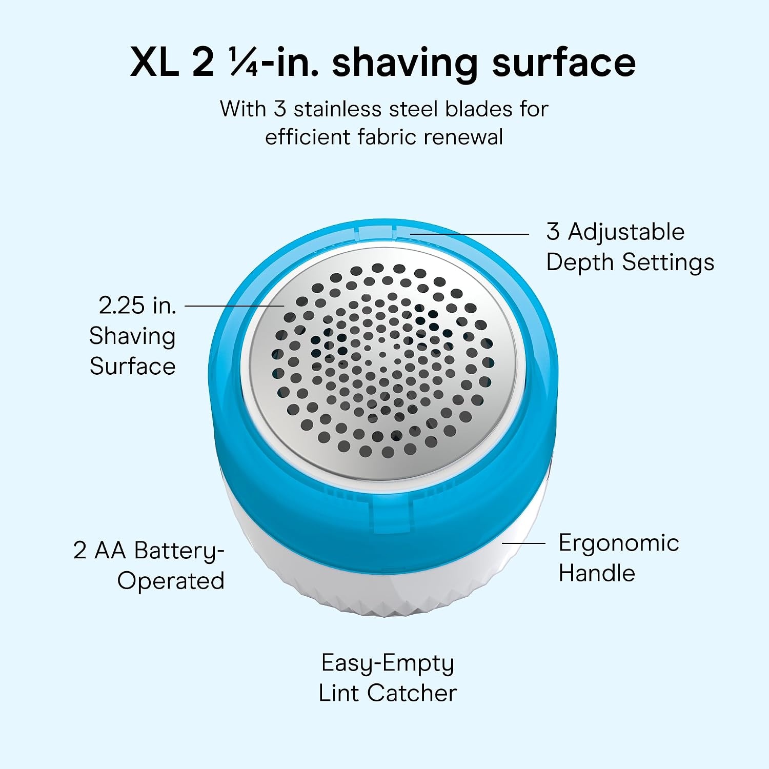 image:imageConair Fabric Shaver Lint Remover ExtraLarge 225in Shaving Surface Depills Fabric for All Fabrics BlueWhite CLS8