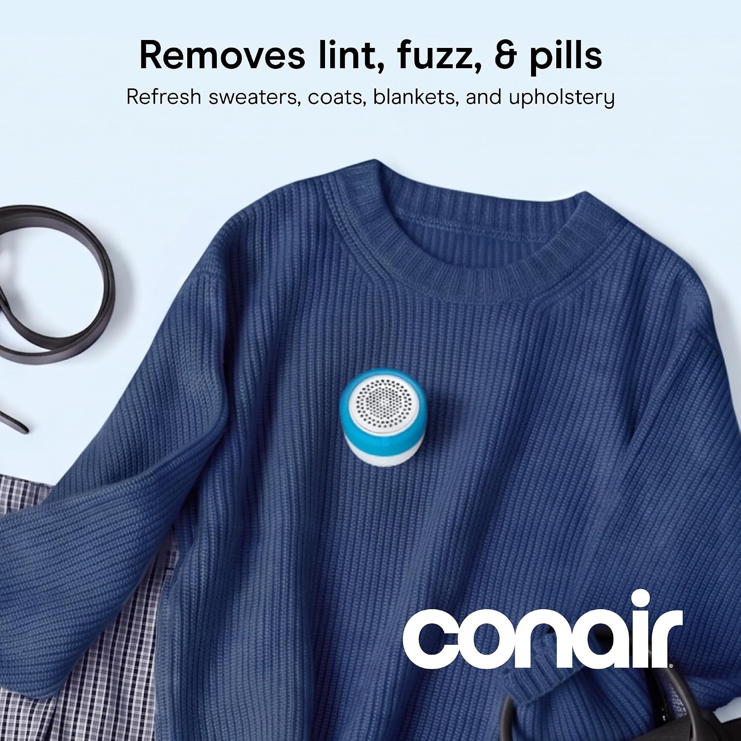 image:imageConair Fabric Shaver Lint Remover ExtraLarge 225in Shaving Surface Depills Fabric for All Fabrics BlueWhite CLS8