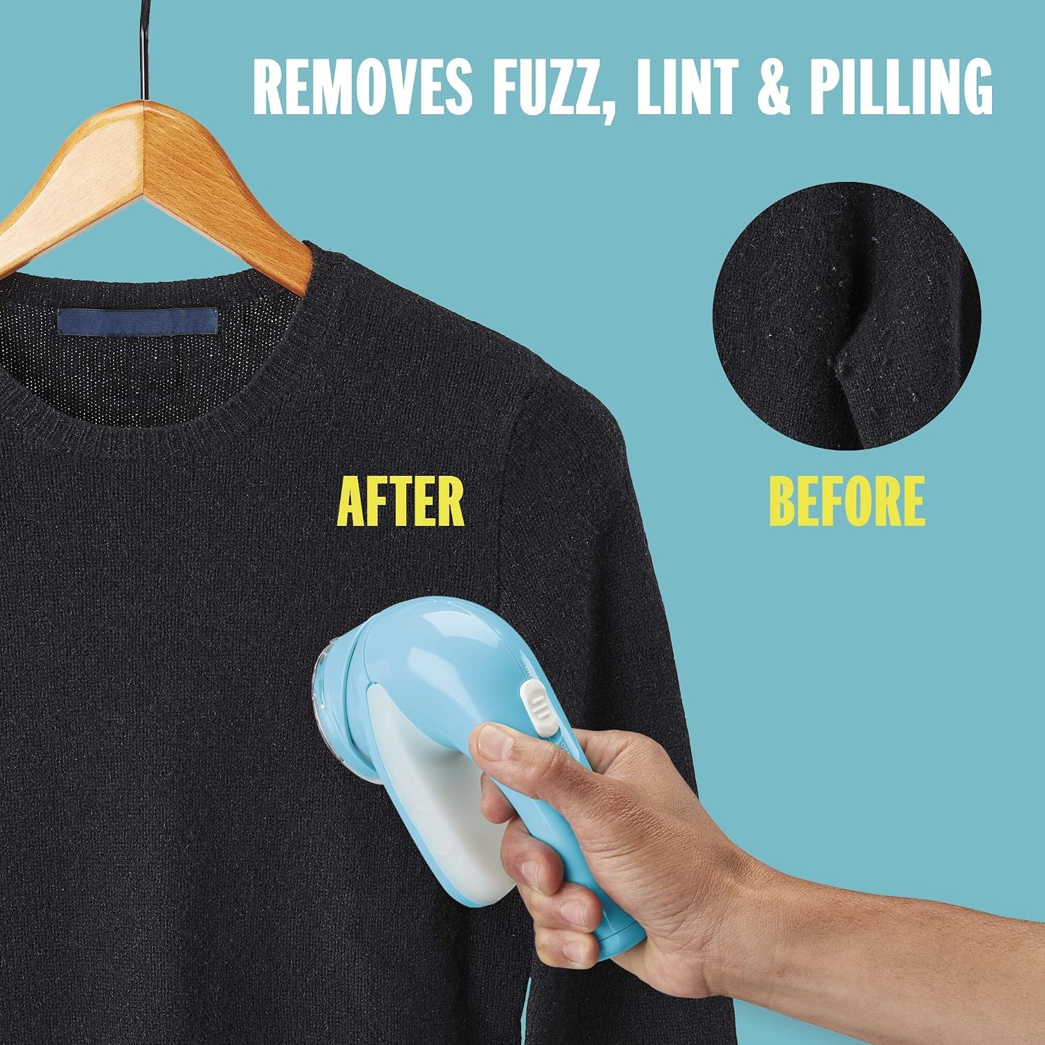 image:imageConair Fabric Shaver and Lint Remover Battery Operated Portable Fabric Shaver Blue