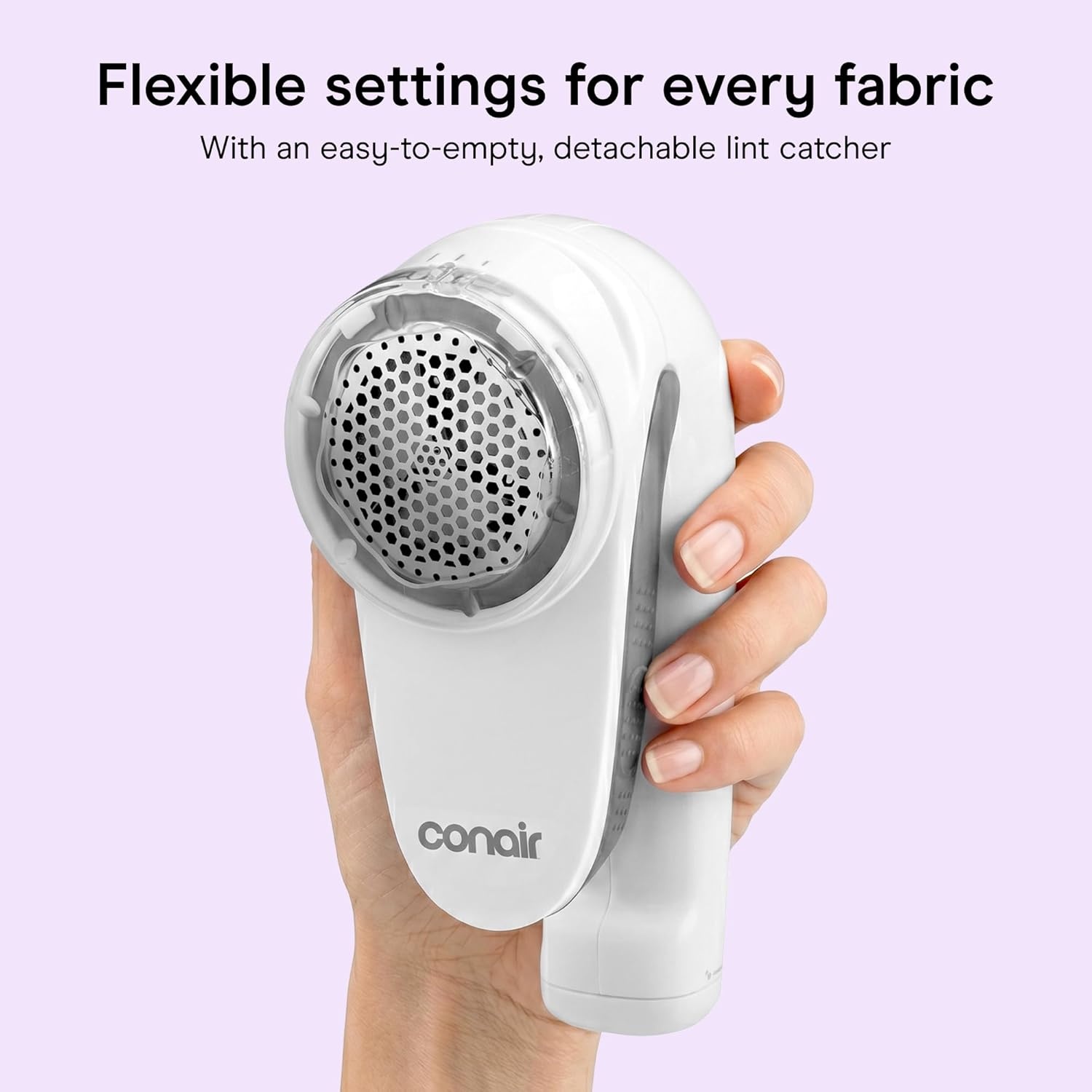 image:imageConair Fabric Shaver and Lint Remover Rechargeable Portable Clothes Shaver with 3 Settings Fuzz Remover for Sweaters Clothing and Furniture Large 2Inch Shaving Head WhitePack of 1