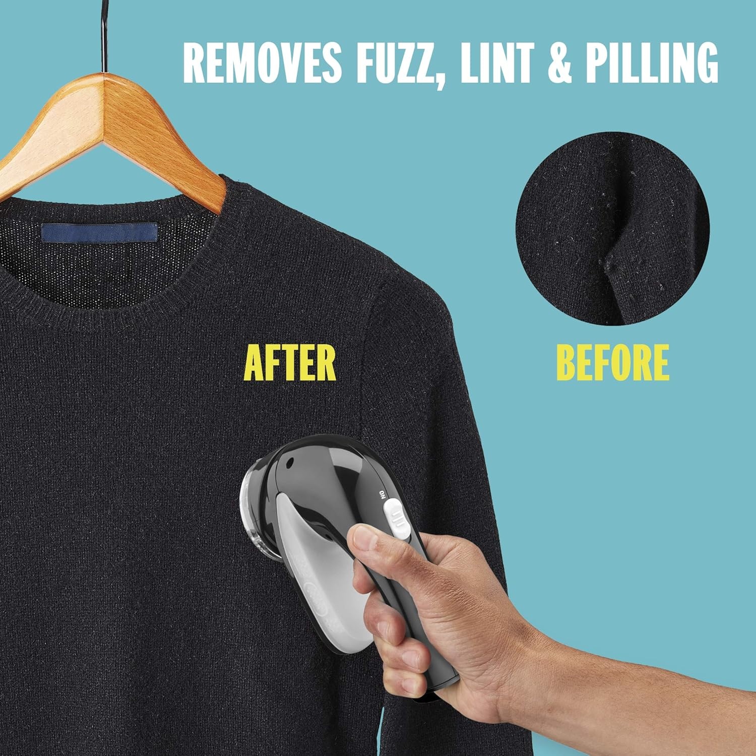 image:imageConair Fabric Shaver and Lint Remover Rechargeable Portable Fabric Shaver Black