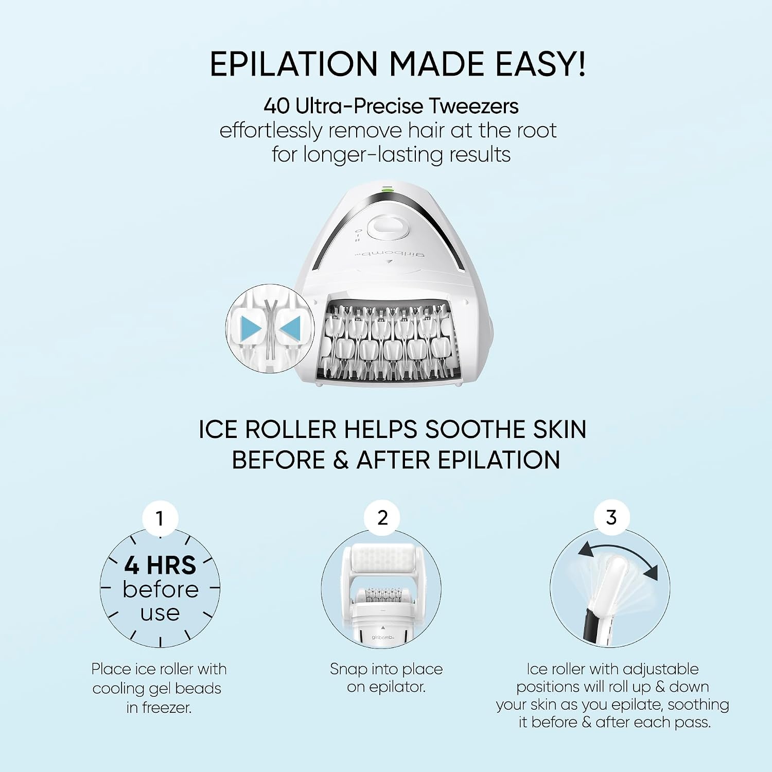 image:imageConair Full Body Epilator amp Hair Removal for Women CordlessRechargeable Perfect for Total BodyEpilator with Ice Roller and Sensitive Skin Attachment