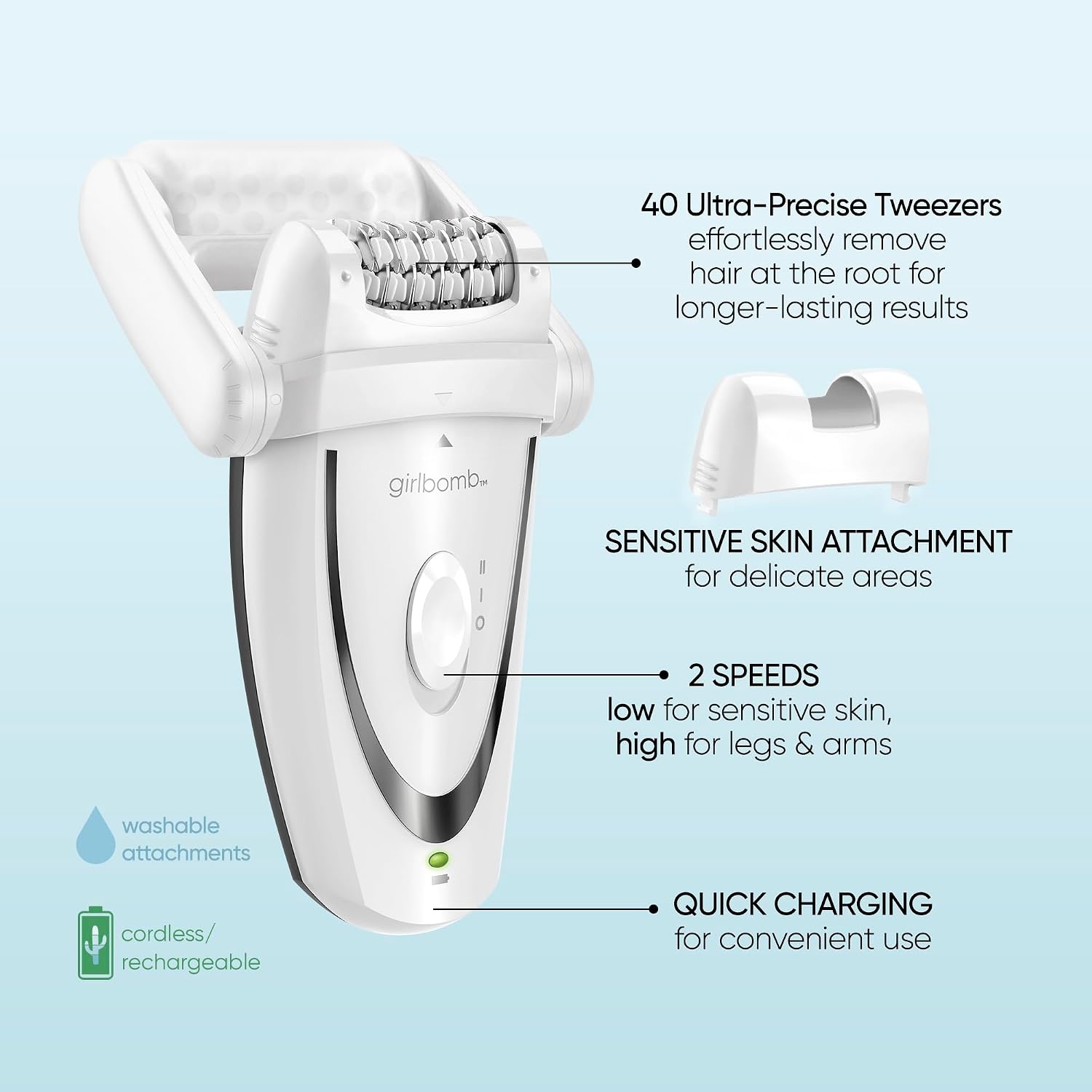 image:imageConair Full Body Epilator amp Hair Removal for Women CordlessRechargeable Perfect for Total BodyEpilator with Ice Roller and Sensitive Skin Attachment