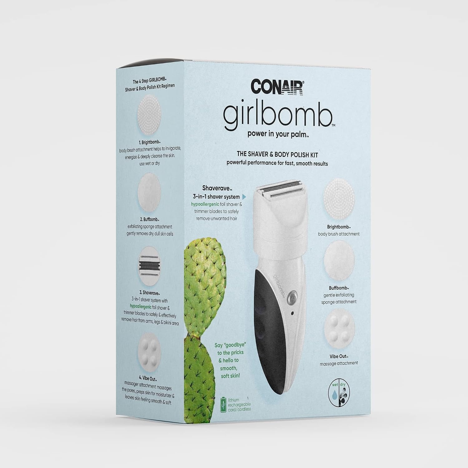 image:imageConair GIRLBOMB Shaver for Women and Body Buffer WetDry Lithium Ion Rechargeable