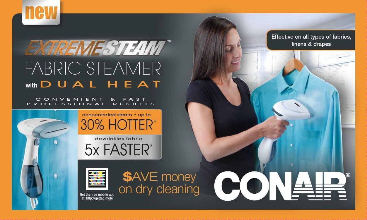 image:imageConair GS45 Extreme Steam Hand Held Fabric Steamer with Dual Heat and Easy Storage Unit
