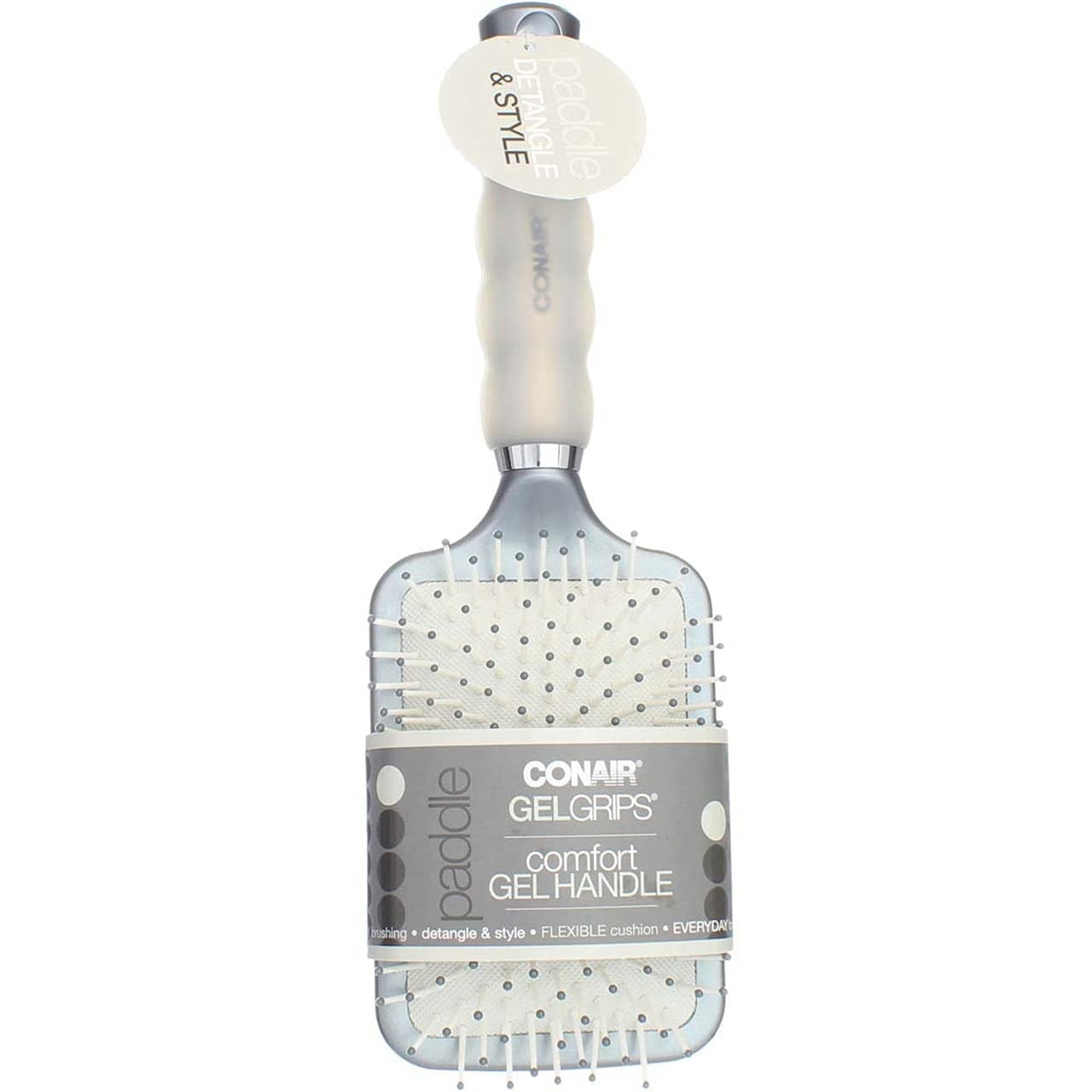 image:imageConair Gel Grips Paddle Hair Brush Assorted Colors Pack of 2