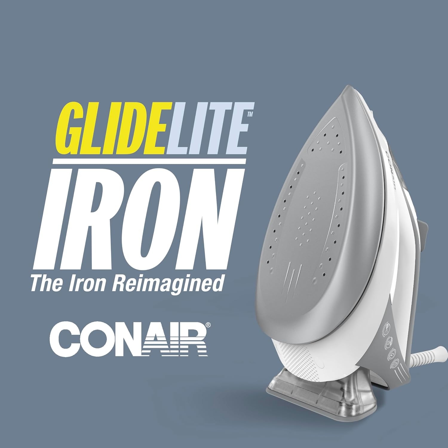 image:imageConair GlideLite Professional Iron Steam Iron for Clothes Simple OneTemp Technology FrictionFree Easy Glide SoleplateCompact Size
