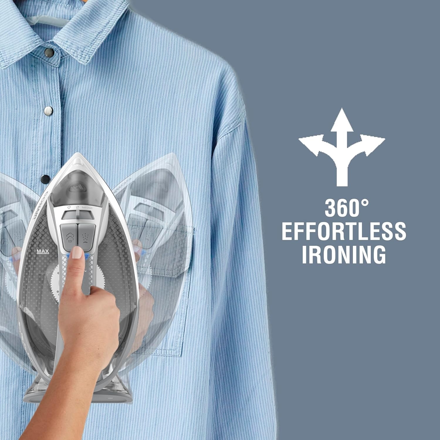 image:imageConair GlideLite Professional Iron Steam Iron for Clothes Simple OneTemp Technology FrictionFree Easy Glide SoleplateCompact Size