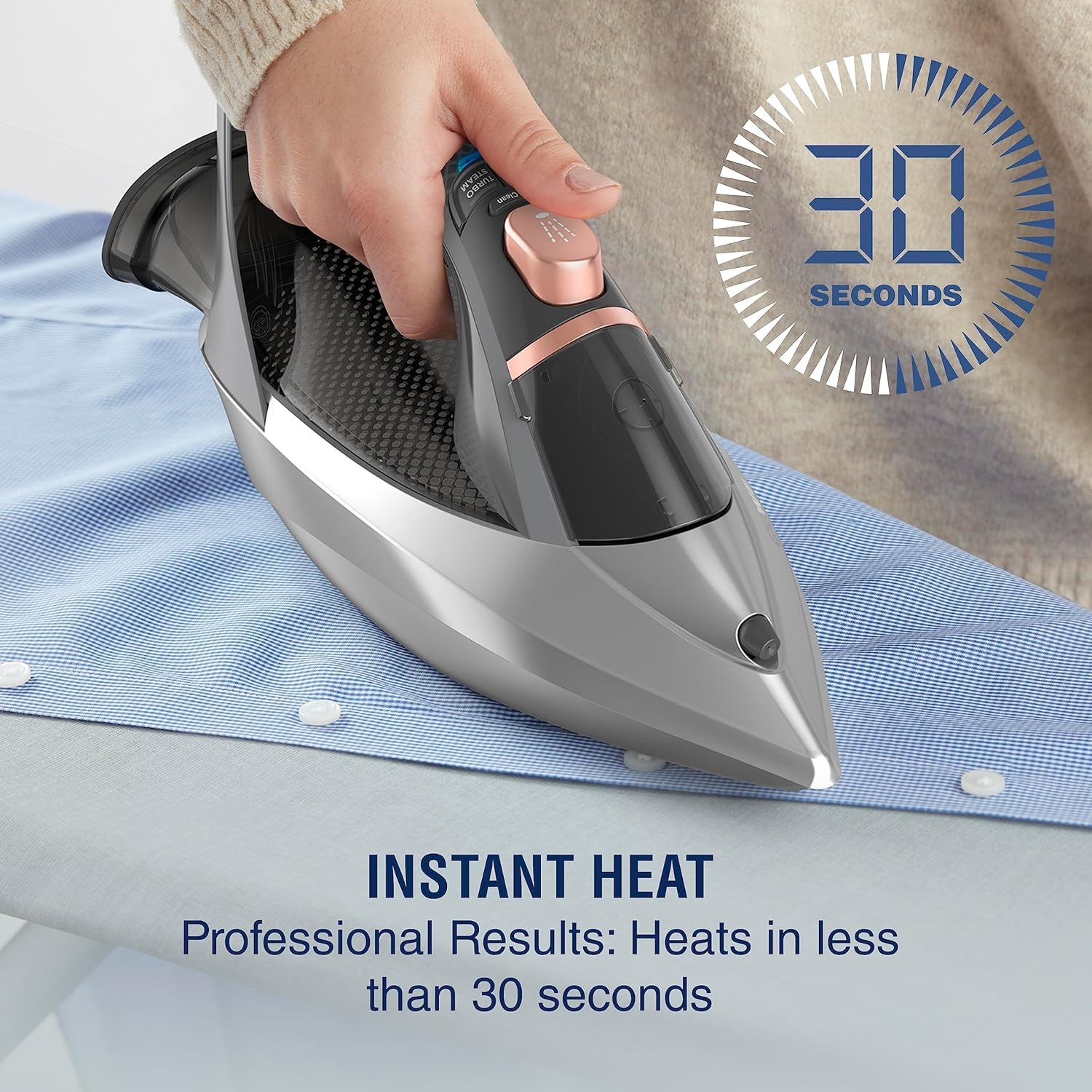 image:imageConair GlideLite Professional Iron Steam Iron for Clothes Simple OneTemp Technology FrictionFree Easy Glide SoleplateProfessional Size