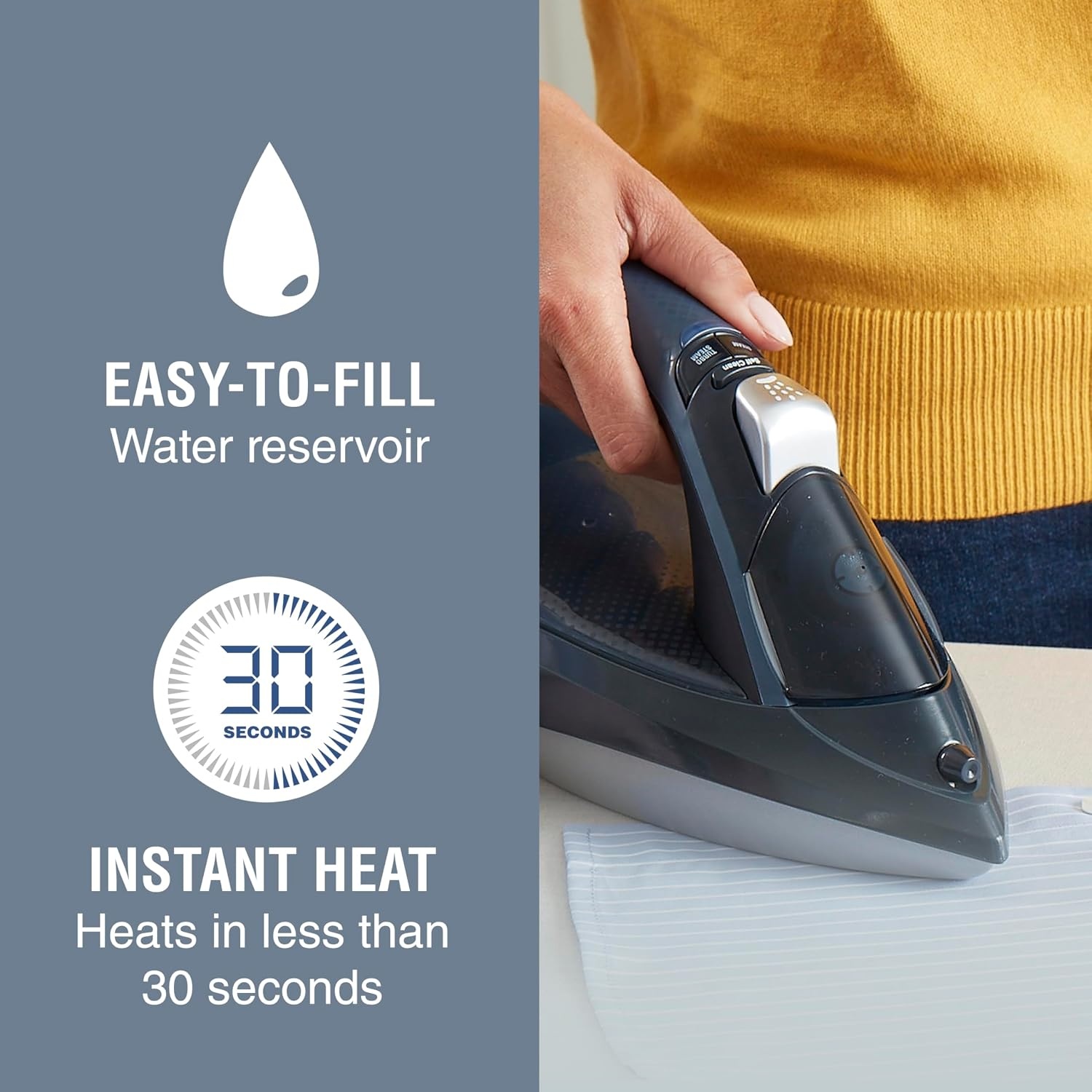 image:imageConair GlideLite Professional Iron Steam Iron for Clothes Simple OneTemp Technology FrictionFree Easy Glide SoleplateRegular Size