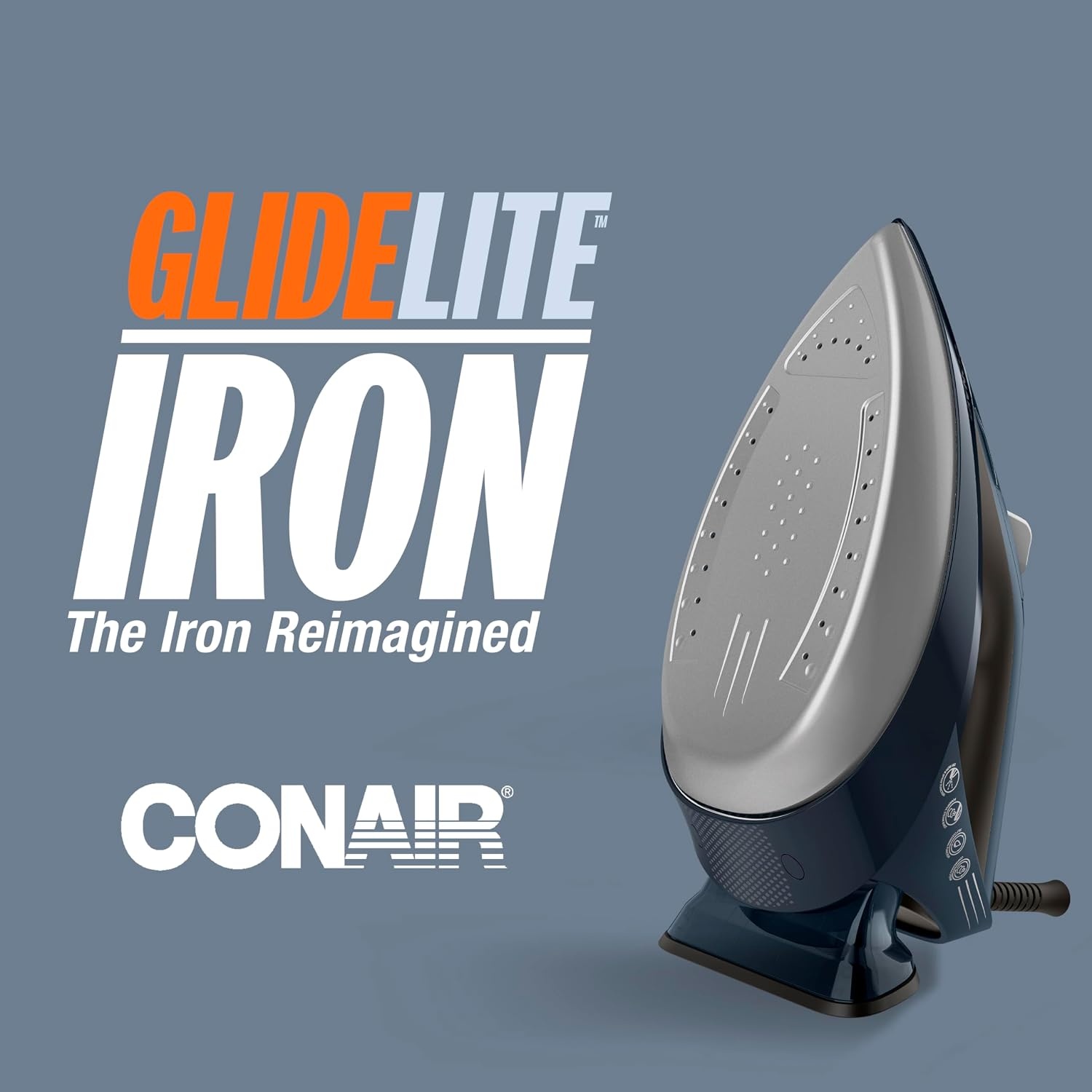 image:imageConair GlideLite Professional Iron Steam Iron for Clothes Simple OneTemp Technology FrictionFree Easy Glide SoleplateRegular Size
