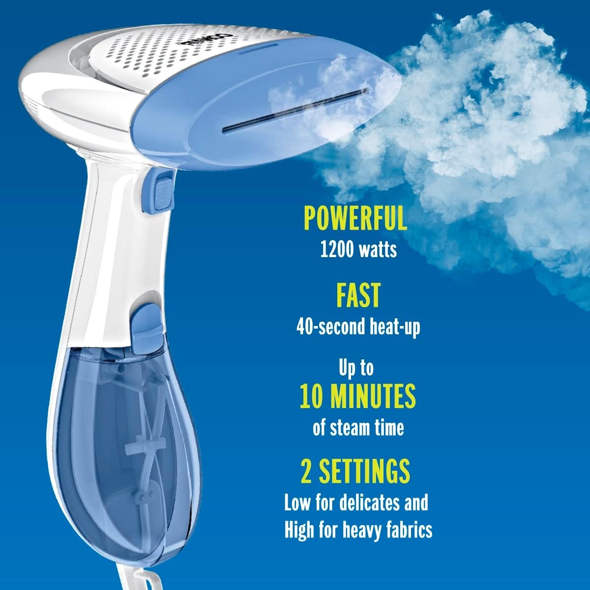 image:imageConair Handheld Garment Steamer for Clothes ExtremeSteam 1200W Portable Handheld DesignWhiteLight GreenWhite Blue