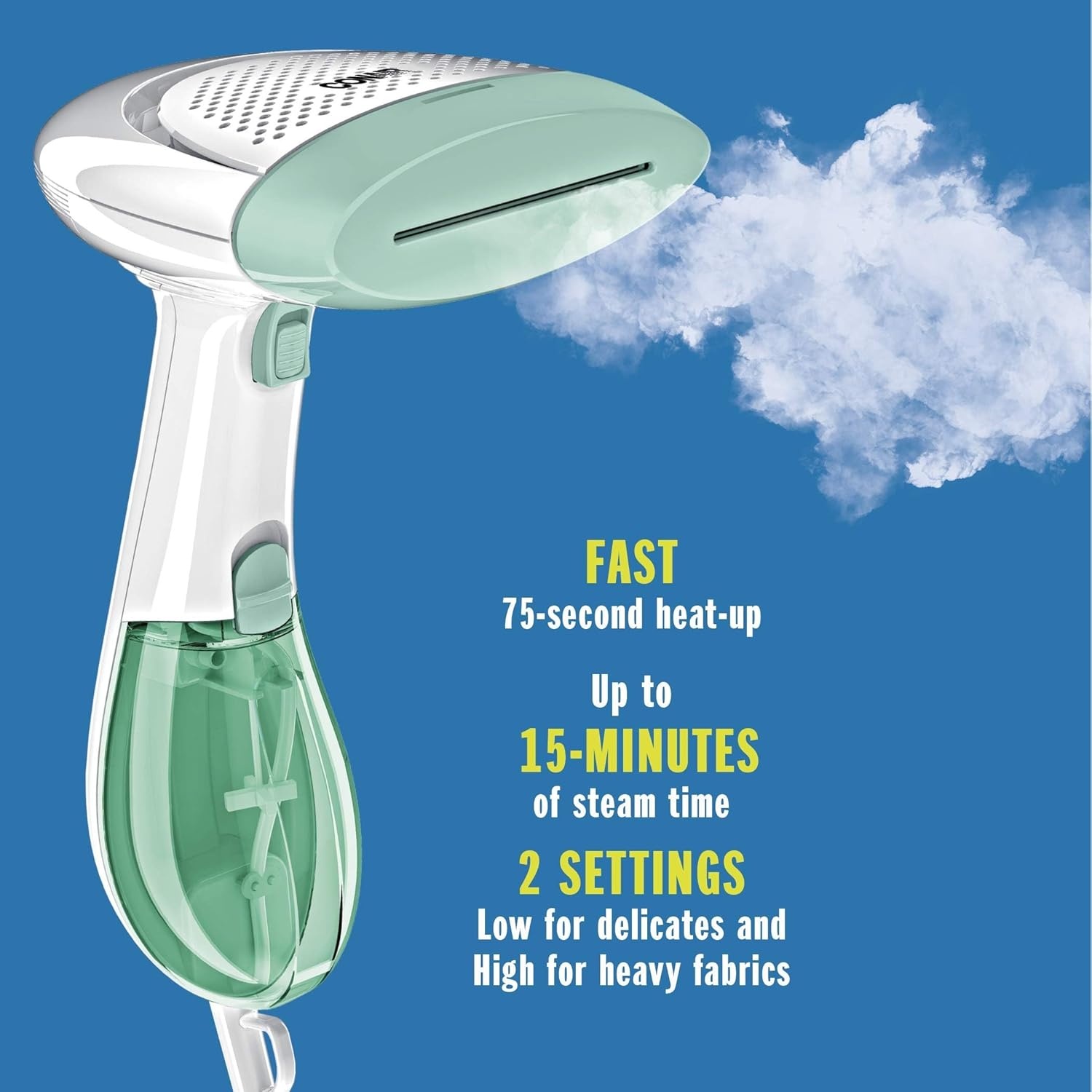 image:imageConair Handheld Garment Steamer for Clothes ExtremeSteam 1200W Portable Handheld DesignWhiteLight GreenWhite Mint Green