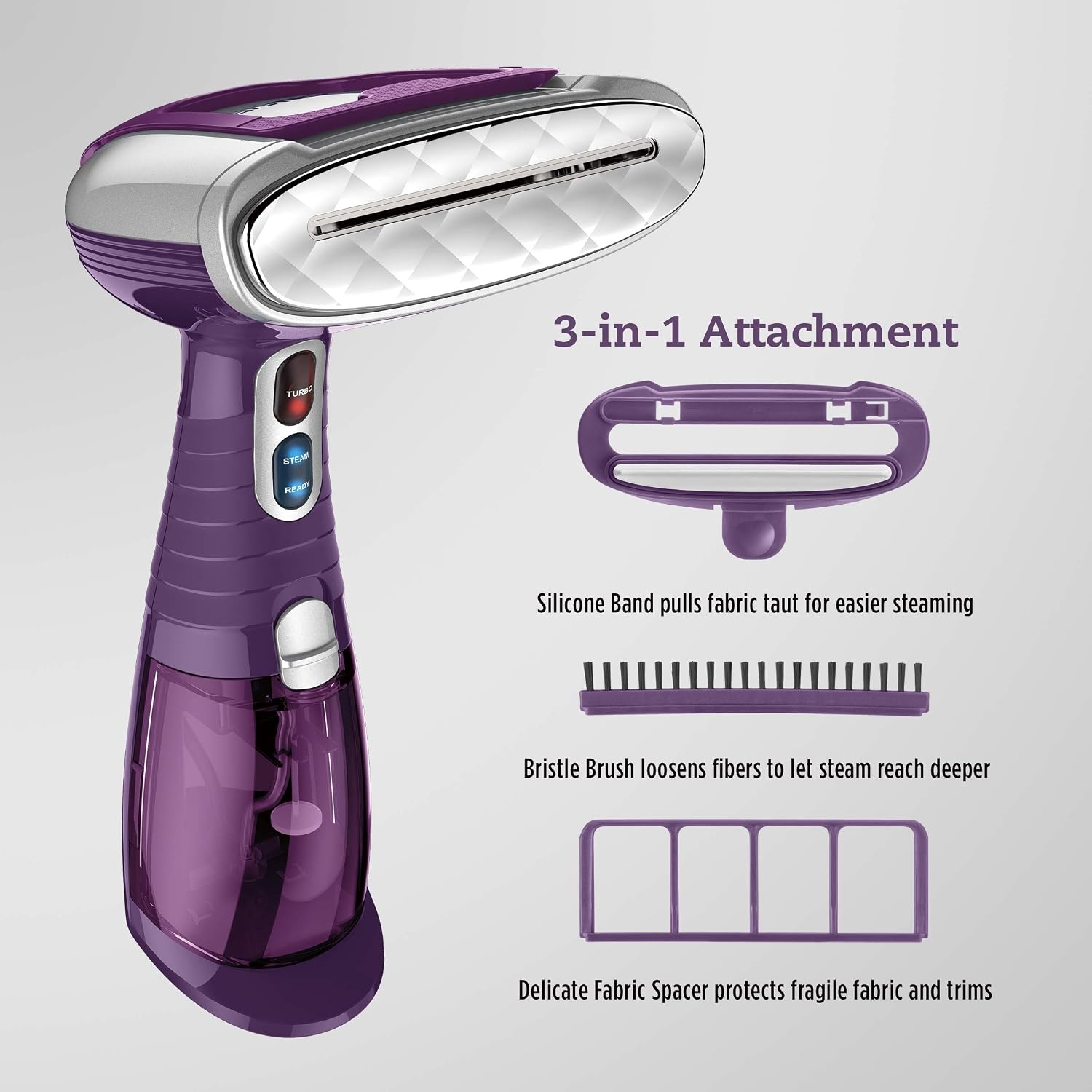image:imageConair Handheld Garment Steamer for Clothes Turbo ExtremeSteam 1550W Portable Handheld Design Strong Penetrating Steam Amazon Exclusive in PlumHand Held Steamer Plum
