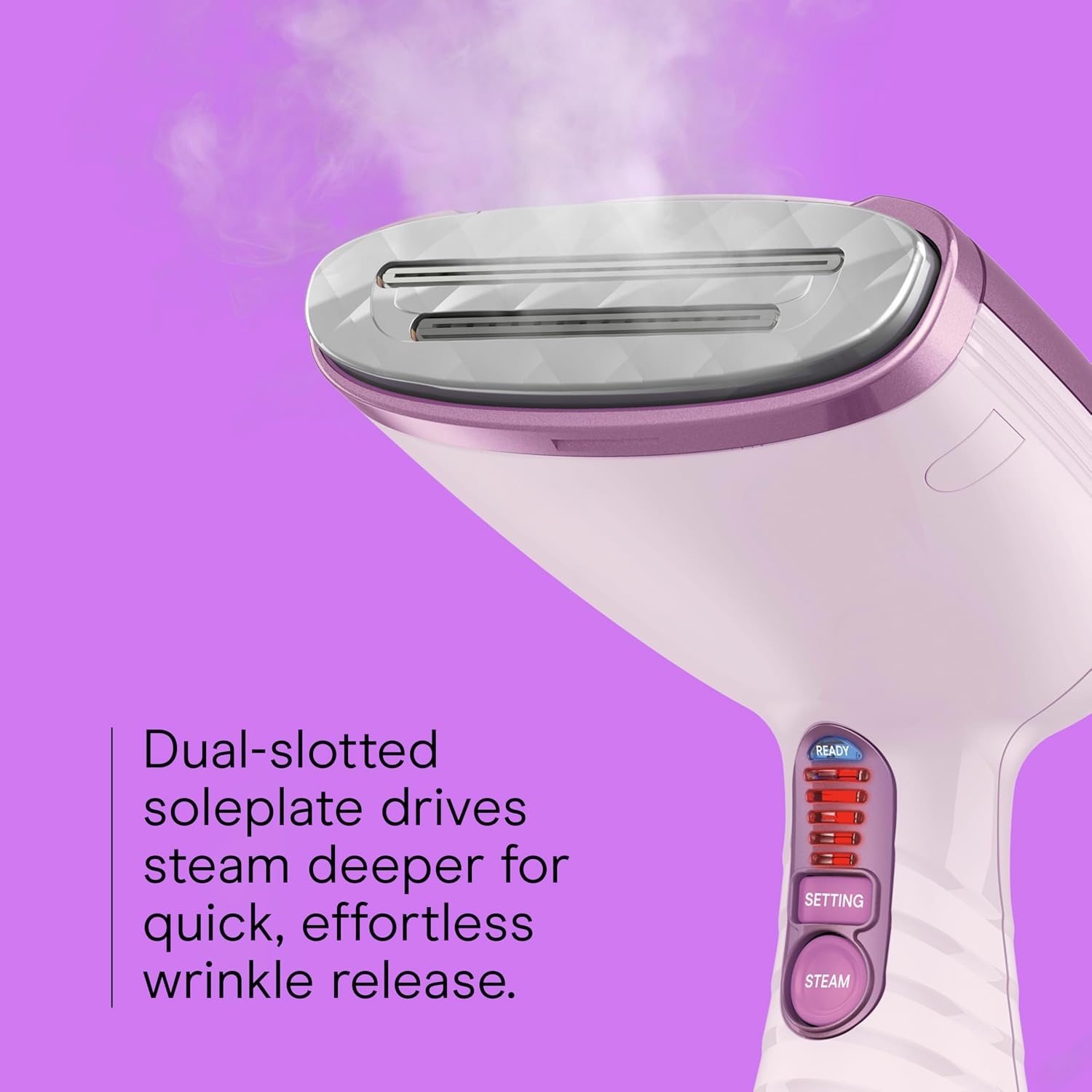 image:imageConair Handheld Garment Steamer for Clothes Turbo ExtremeSteam 1875W Fabric Steamer Portable Handheld Design Strong Penetrating Steam Amazon Exclusive Purple